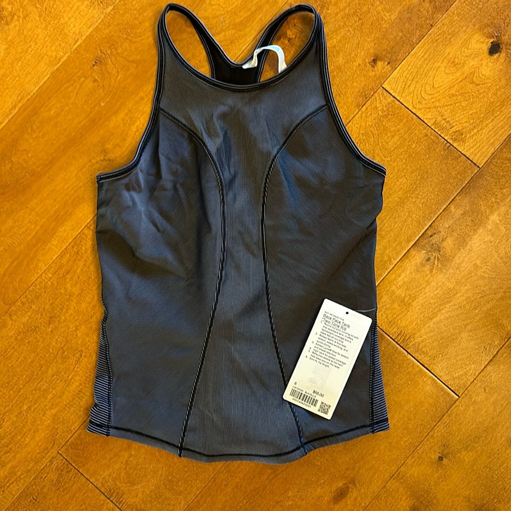 Brand new with tags - lululemon tank - black with white stripe